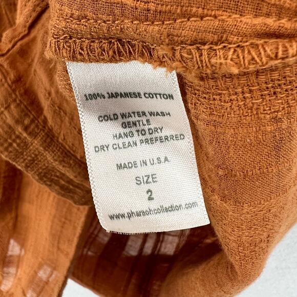 PHAROAH COLLECTION Audrey Band Sleeve Shirt Womens Medium Gossamer Check Cotton - Picture 12 of 14